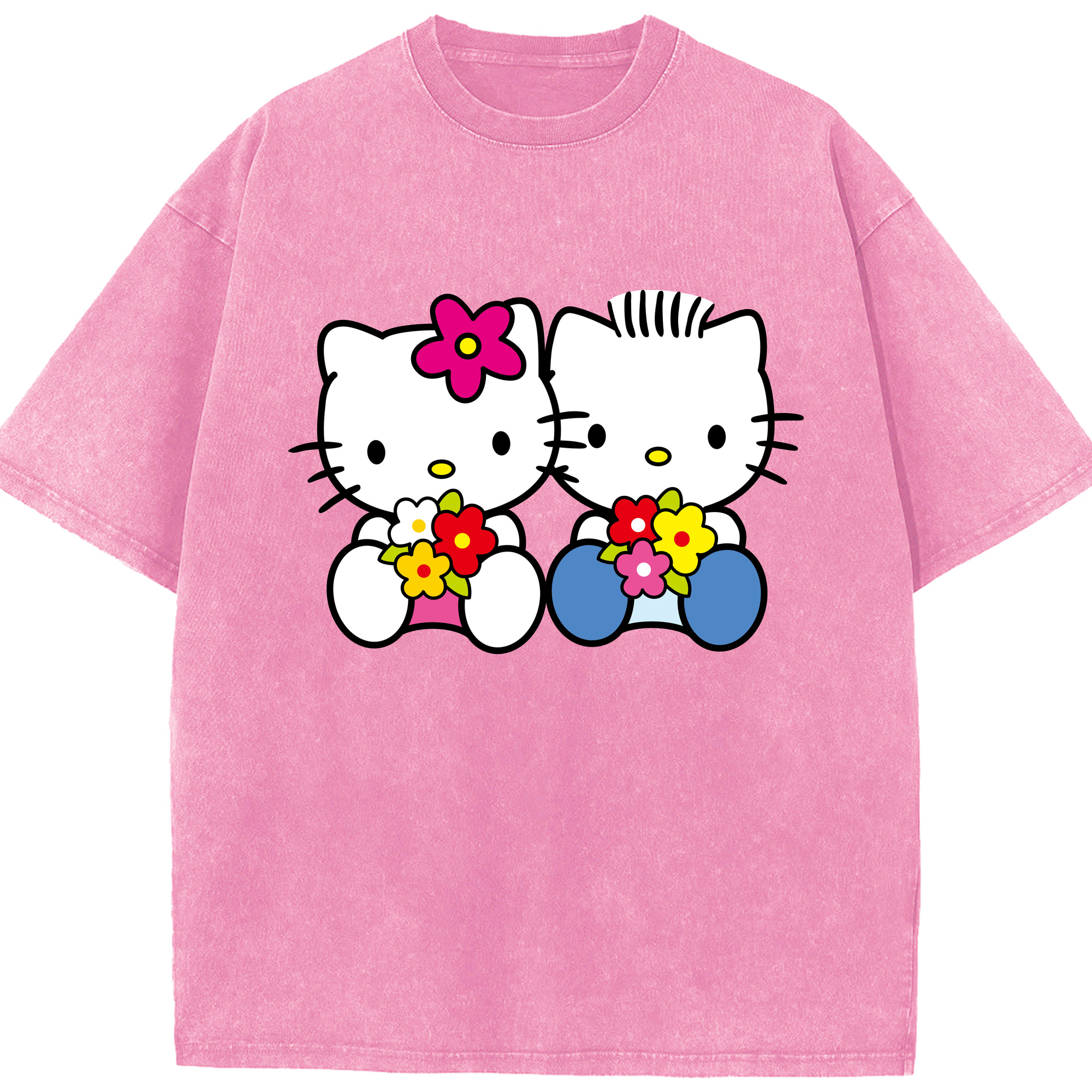（画像用） Hello Kitty ハローキティ 綿100% ヴィンテージ風 半袖Tシャツ（フロントプリント）